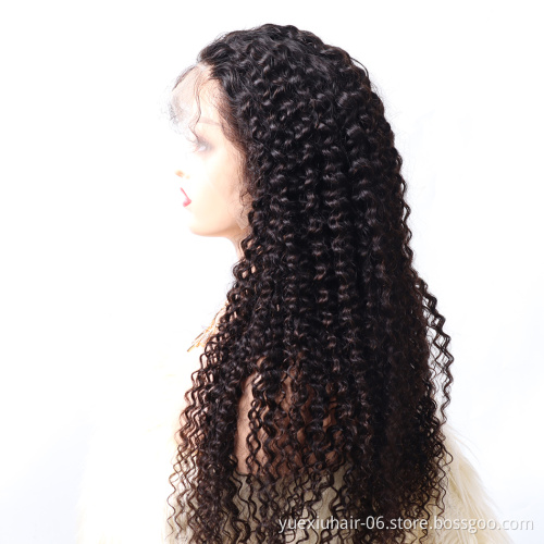 Human Hair Lace front wig with Baby Hair 180 Density tangle free deep wave curly Lace Front Wig